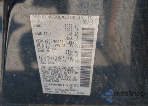2013 Nissan Pathfinder Sl from USA, damaged, VIN 5N1AR2MN5DC653032